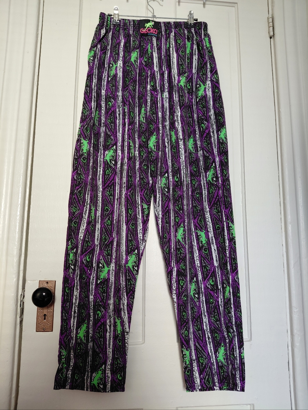 Gecko Hawaii Parachute Pants Beach Retro Surfer NWOT XL